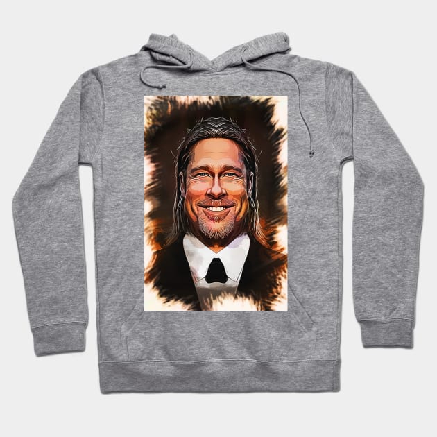 Brad Pitt - Caricature Hoodie by Naumovski